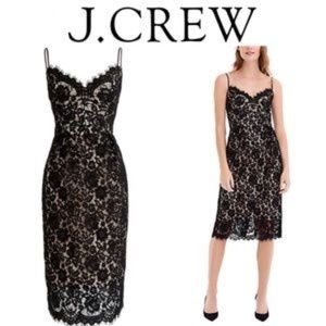J Crew Spaghetti-strap dress in lace. Black. Size 8. NWT